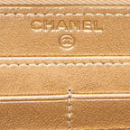 Wallet L-Gusset Zip Wallet Metallic Gold Quilted Lambskin Leather