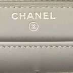 Wallet L-Gusset Zip Wallet Grey Quilted Patent Leather