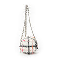 Shoulder Bag Mini CC Round Chain Crossbody White Quilted Tweed Canvas