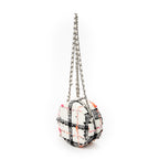 Shoulder Bag Mini CC Round Chain Crossbody White Quilted Tweed Canvas