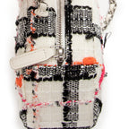 Shoulder Bag Mini CC Round Chain Crossbody White Quilted Tweed Canvas