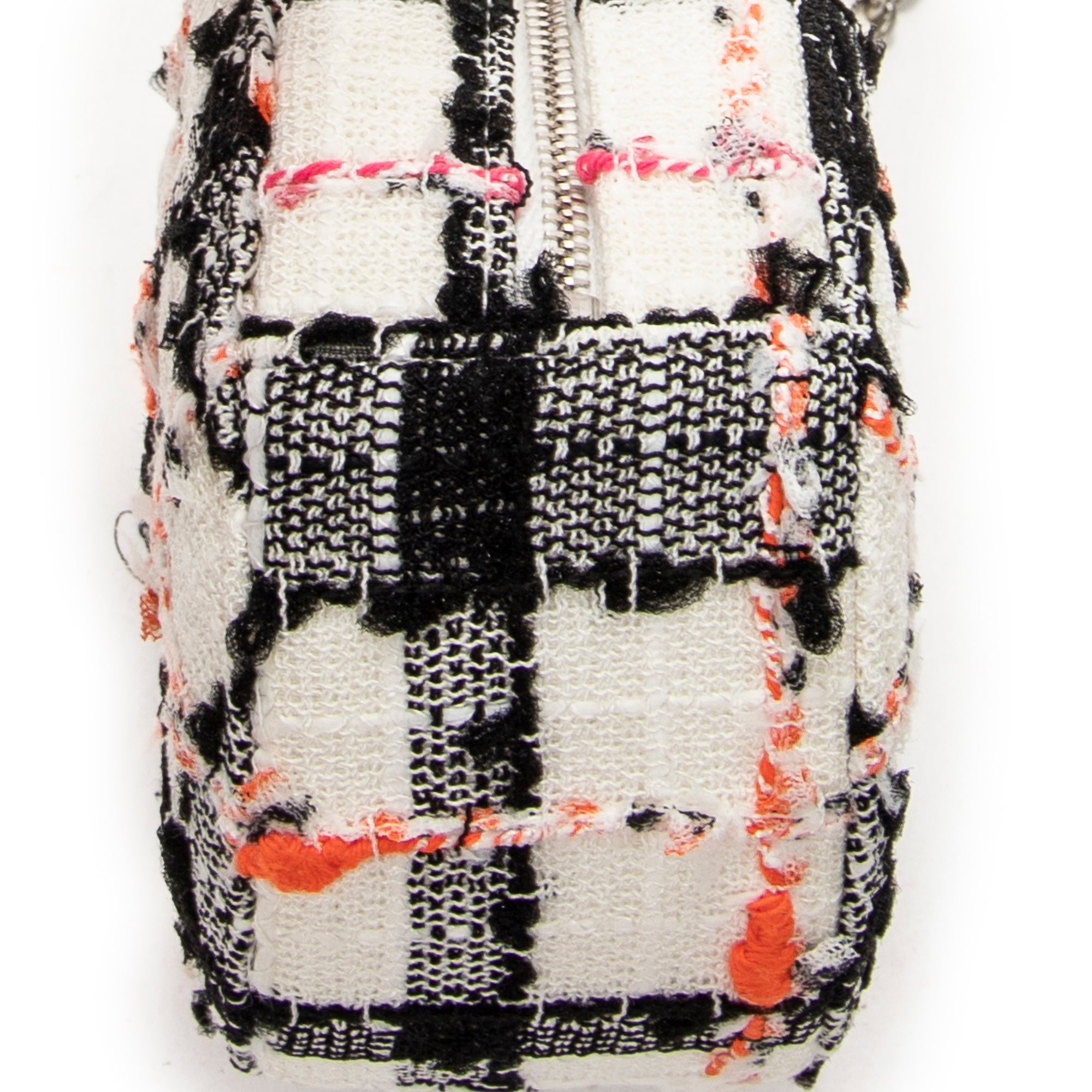 Shoulder Bag Mini CC Round Chain Crossbody White Quilted Tweed Canvas