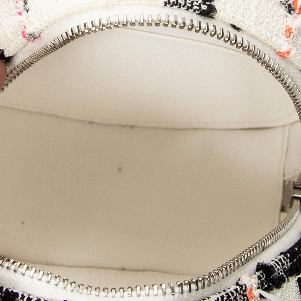 Shoulder Bag Mini CC Round Chain Crossbody White Quilted Tweed Canvas
