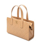 Shoulder Bag CC Wild Stitch Boston Tote Beige Quilted Lambskin Leather