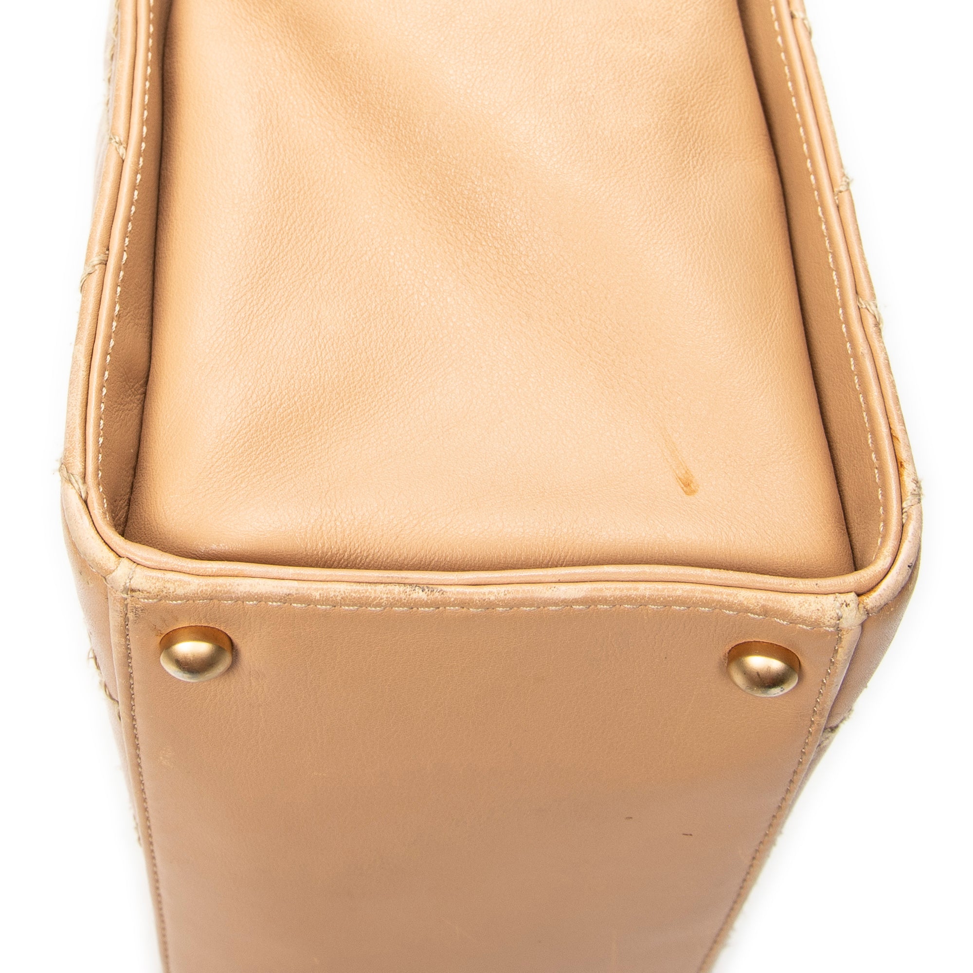 Shoulder Bag CC Wild Stitch Boston Tote Beige Quilted Lambskin Leather