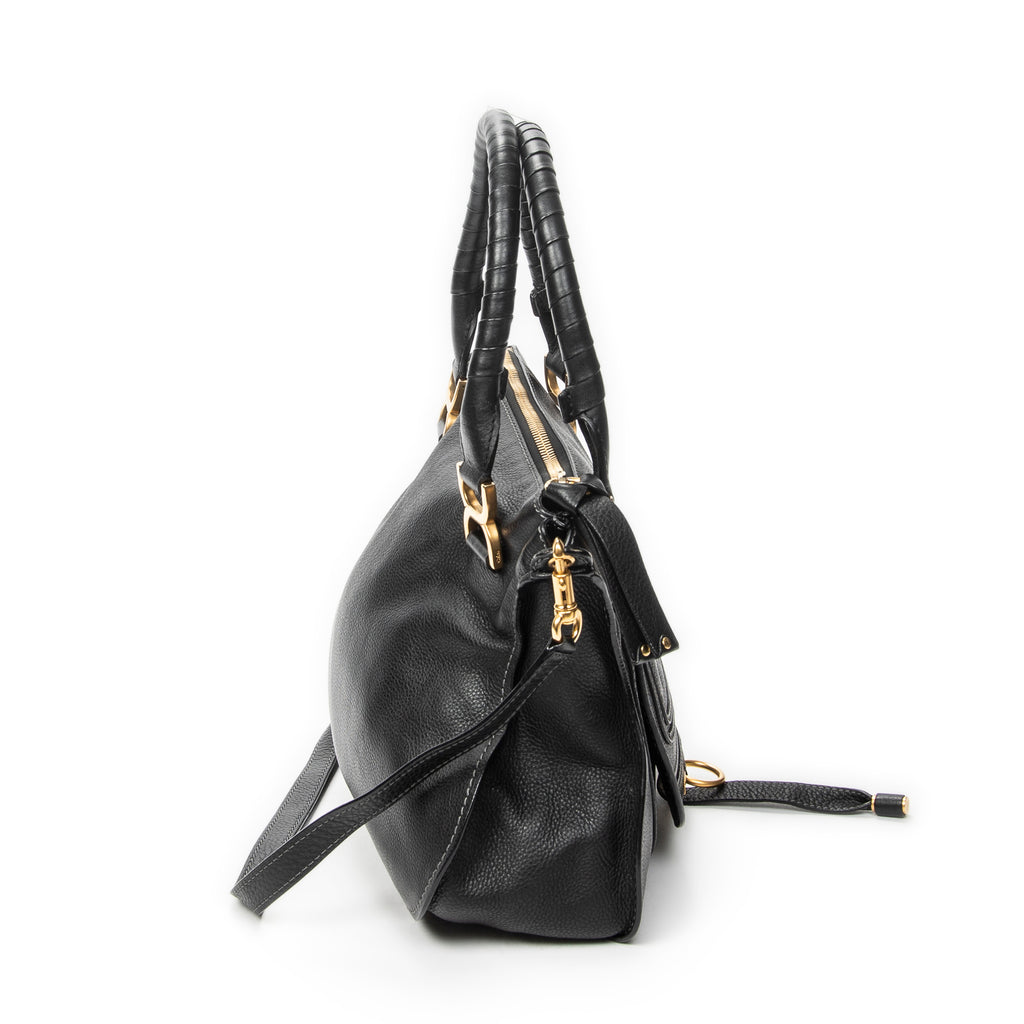 Shoulder Bag Medium Marcie Black Calfskin Leather