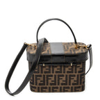 Shoulder Bag Vanity Case Top Handle Brown Zucca Canvas
