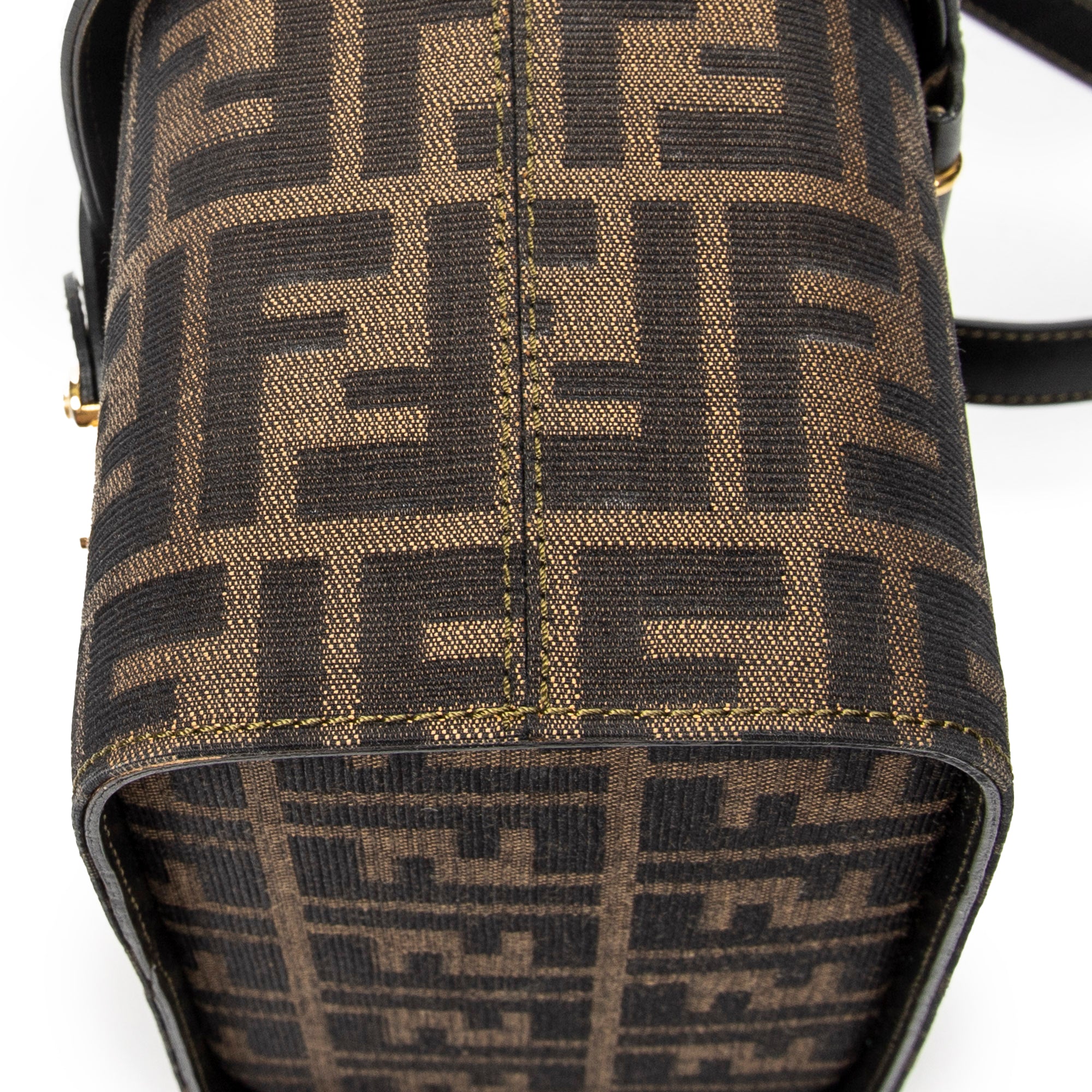 Shoulder Bag Vanity Case Top Handle Brown Zucca Canvas