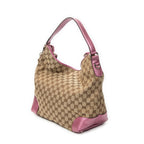 Shoulder Bag Medium Heart Bit Charm Hobo Beige Monogrammed Canvas