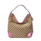 Shoulder Bag Medium Heart Bit Charm Hobo Beige Monogrammed Canvas