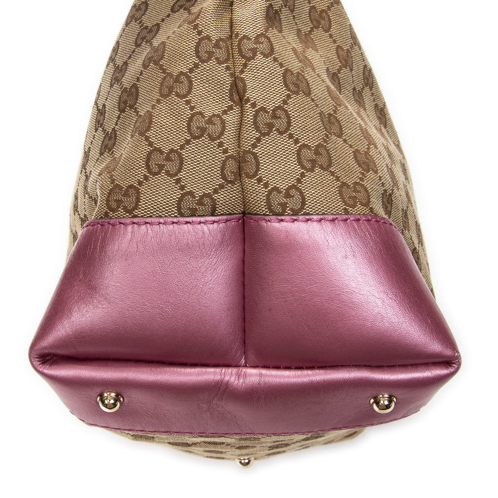 Shoulder Bag Medium Heart Bit Charm Hobo Beige Monogrammed Canvas