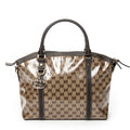 Shoulder Bag Medium GG Charm Top Handle Beige Crystal Coated Canvas