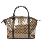 Shoulder Bag Medium GG Charm Top Handle Beige Crystal Coated Canvas