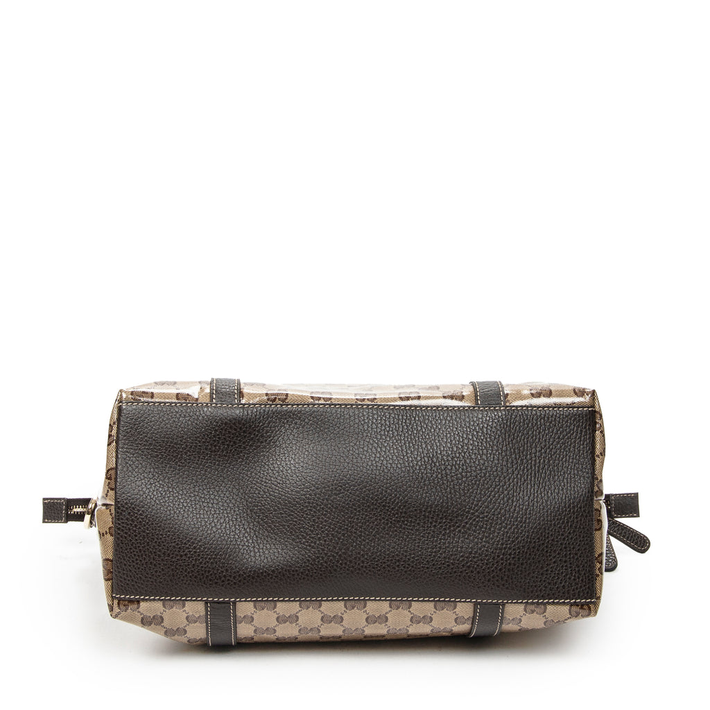 Shoulder Bag Medium GG Charm Top Handle Beige Crystal Coated Canvas