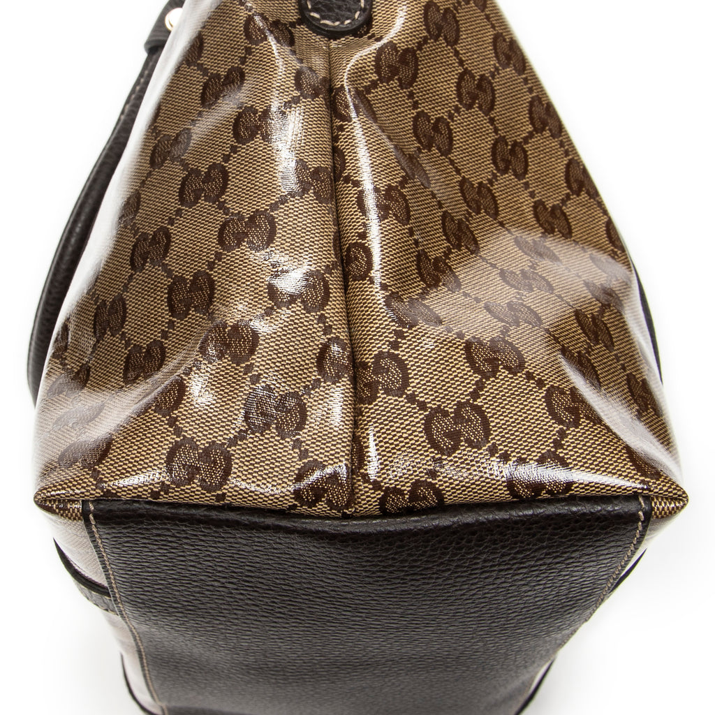 Shoulder Bag Medium GG Charm Top Handle Beige Crystal Coated Canvas