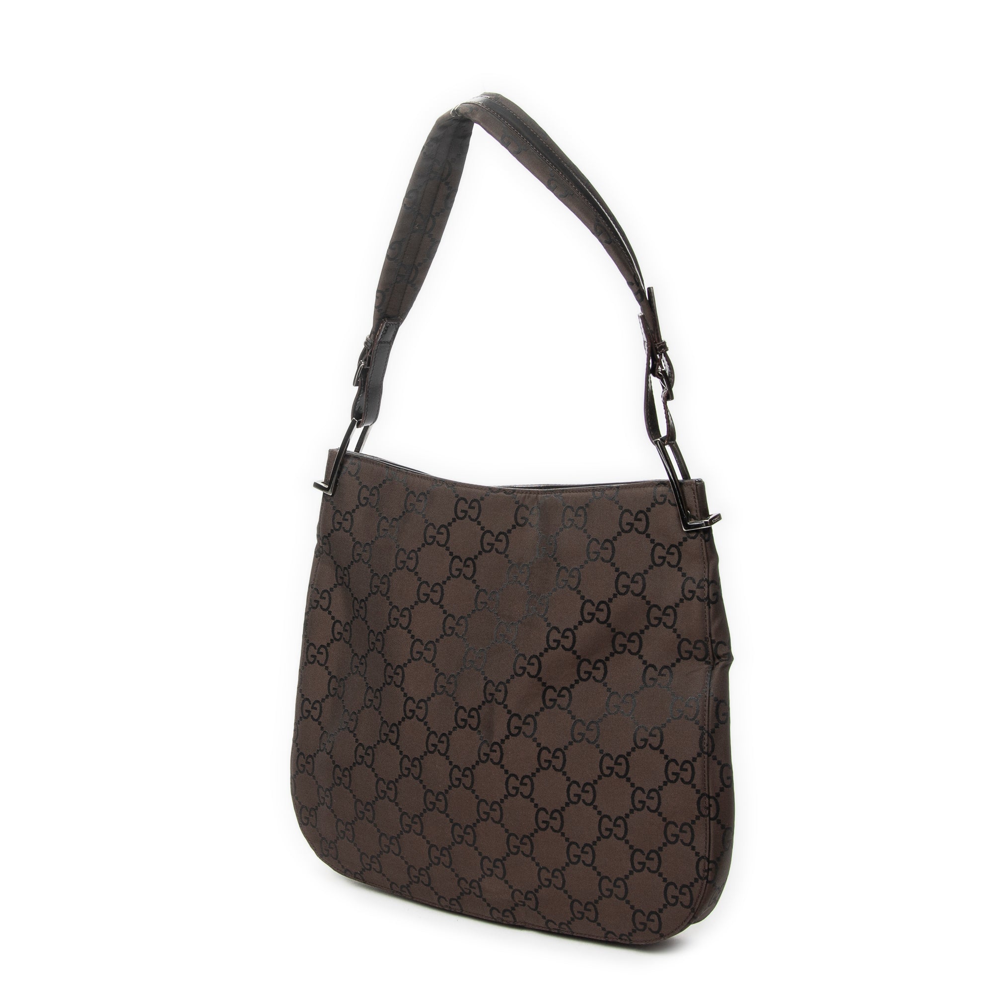 Shoulder Bag Shoulder Hobo Dark Brown Monogrammed Nylon Canvas