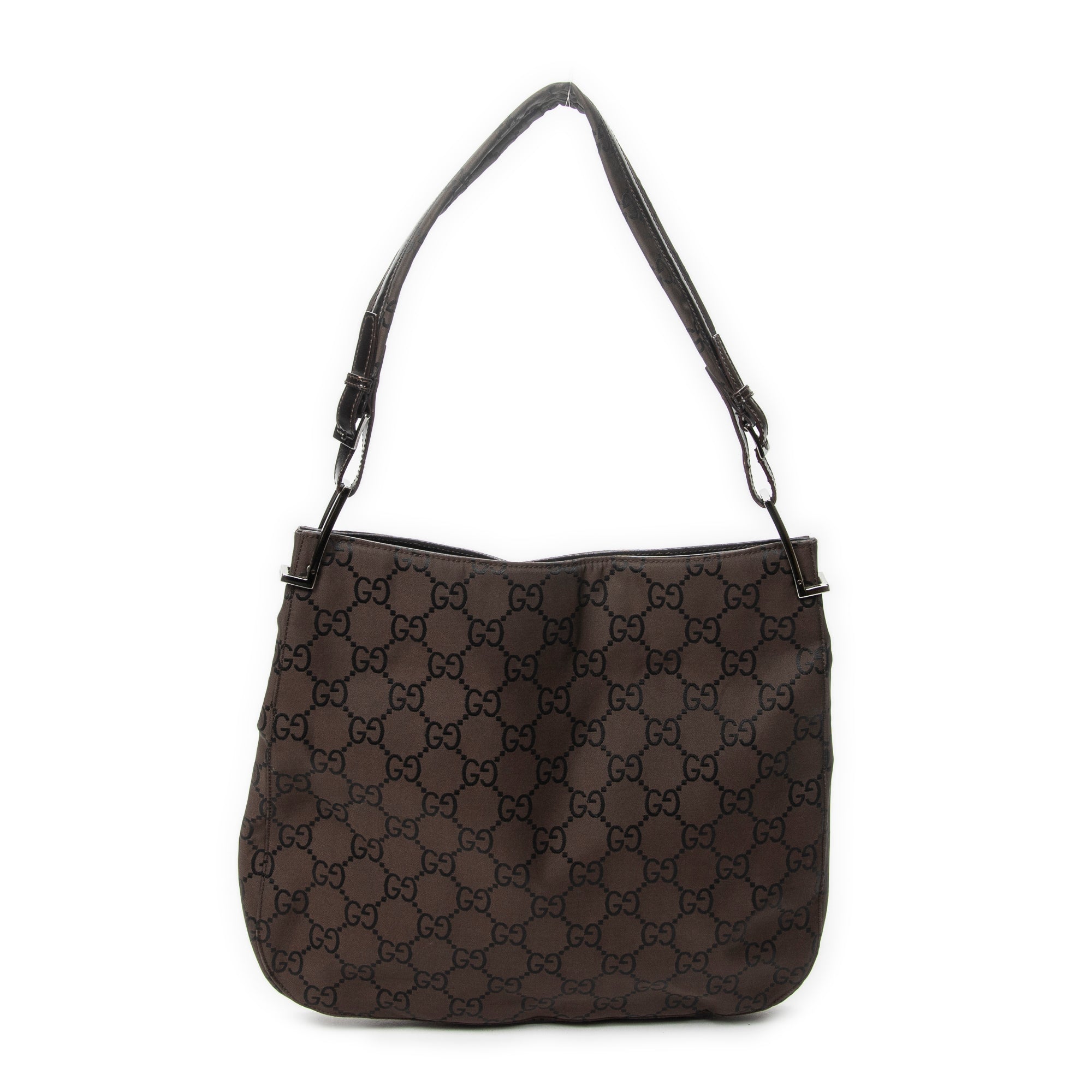 Shoulder Bag Shoulder Hobo Dark Brown Monogrammed Nylon Canvas