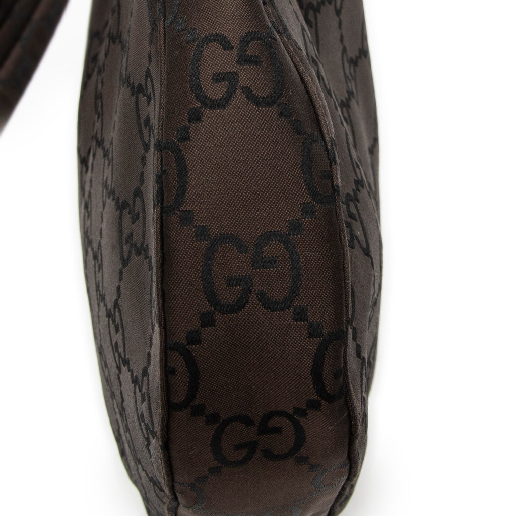 Shoulder Bag Shoulder Hobo Dark Brown Monogrammed Nylon Canvas
