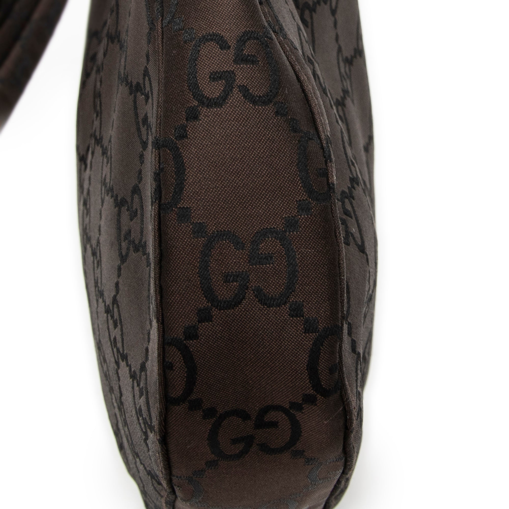 Shoulder Bag Shoulder Hobo Dark Brown Monogrammed Nylon Canvas