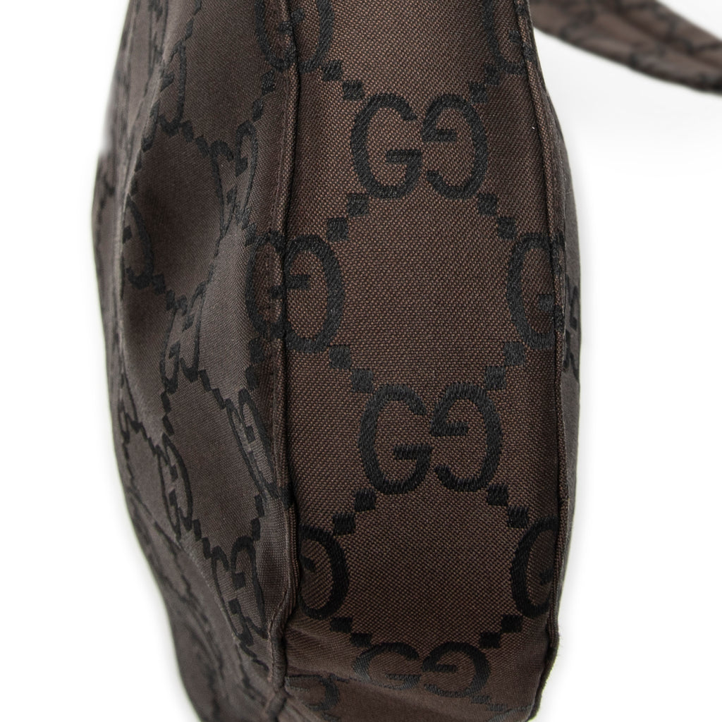 Shoulder Bag Shoulder Hobo Dark Brown Monogrammed Nylon Canvas