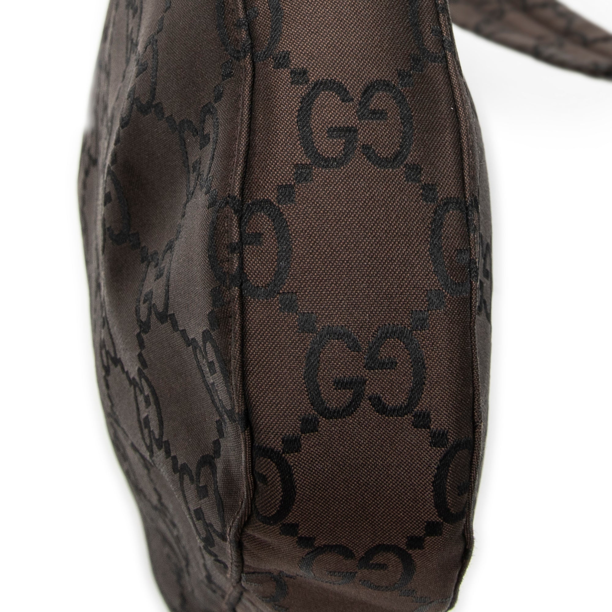 Shoulder Bag Shoulder Hobo Dark Brown Monogrammed Nylon Canvas