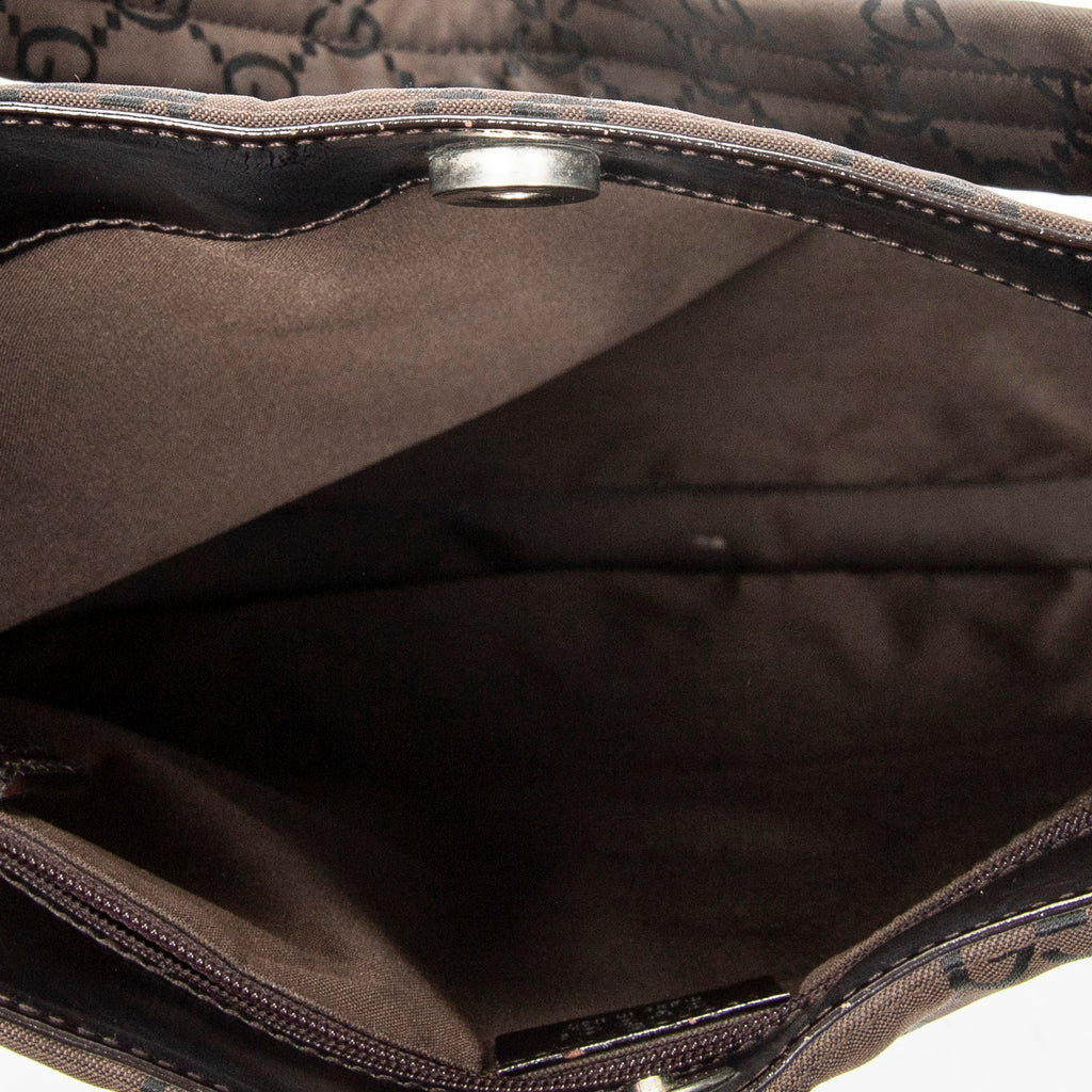 Shoulder Bag Shoulder Hobo Dark Brown Monogrammed Nylon Canvas