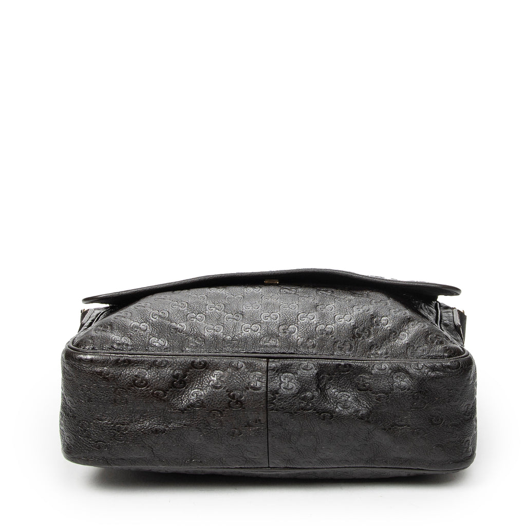 Shoulder Bag Large Flap Messenger Dark Brown Guccissima Leather