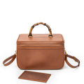 Shoulder Bag Large Bamboo Vanity Case Brown Grained Calfskin Leather