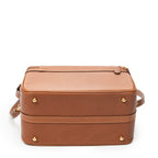 Shoulder Bag Large Bamboo Vanity Case Brown Grained Calfskin Leather