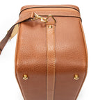 Shoulder Bag Large Bamboo Vanity Case Brown Grained Calfskin Leather