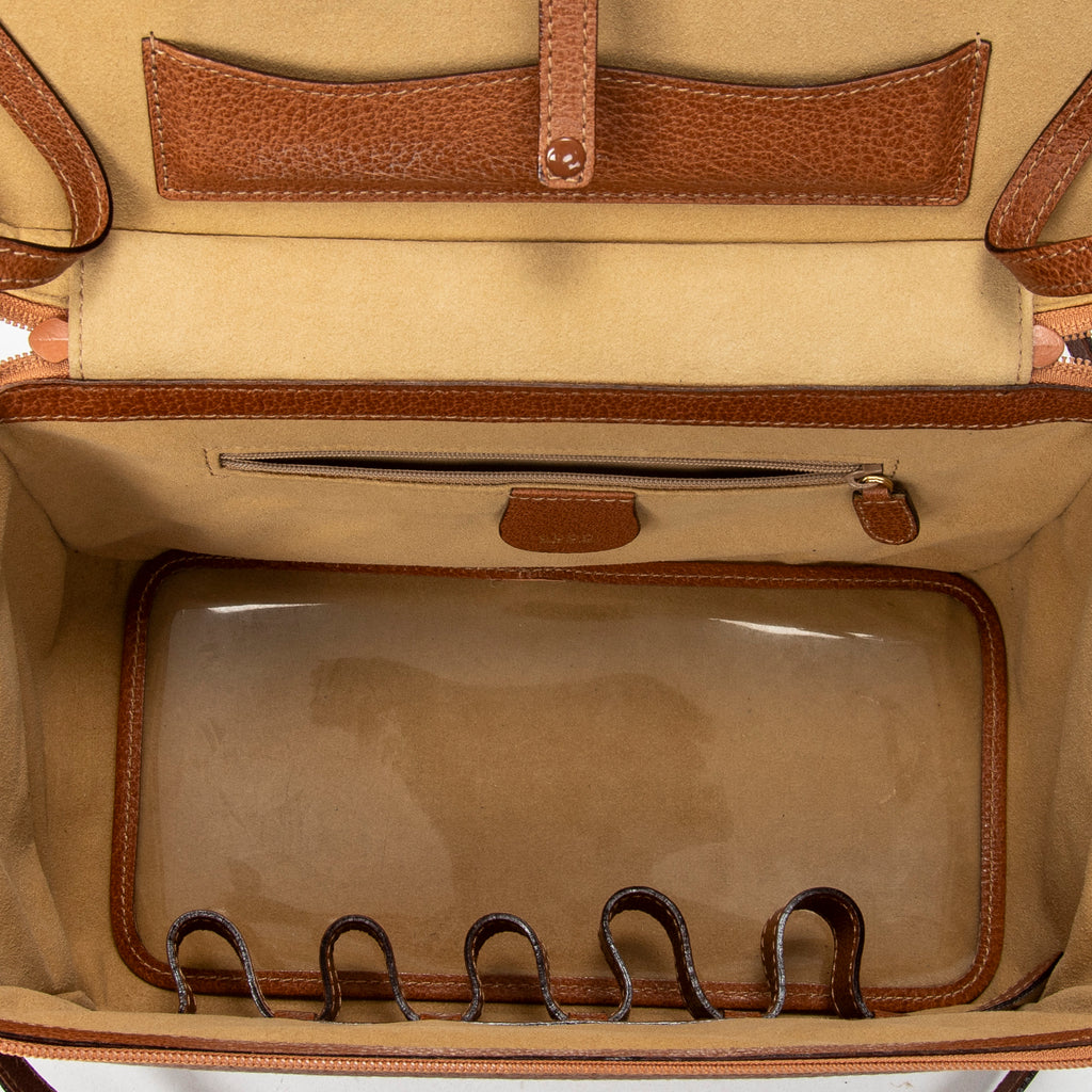 Shoulder Bag Large Bamboo Vanity Case Brown Grained Calfskin Leather