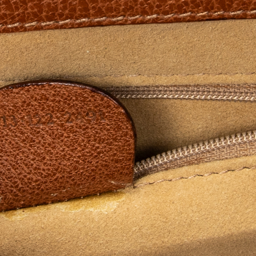 Shoulder Bag Large Bamboo Vanity Case Brown Grained Calfskin Leather