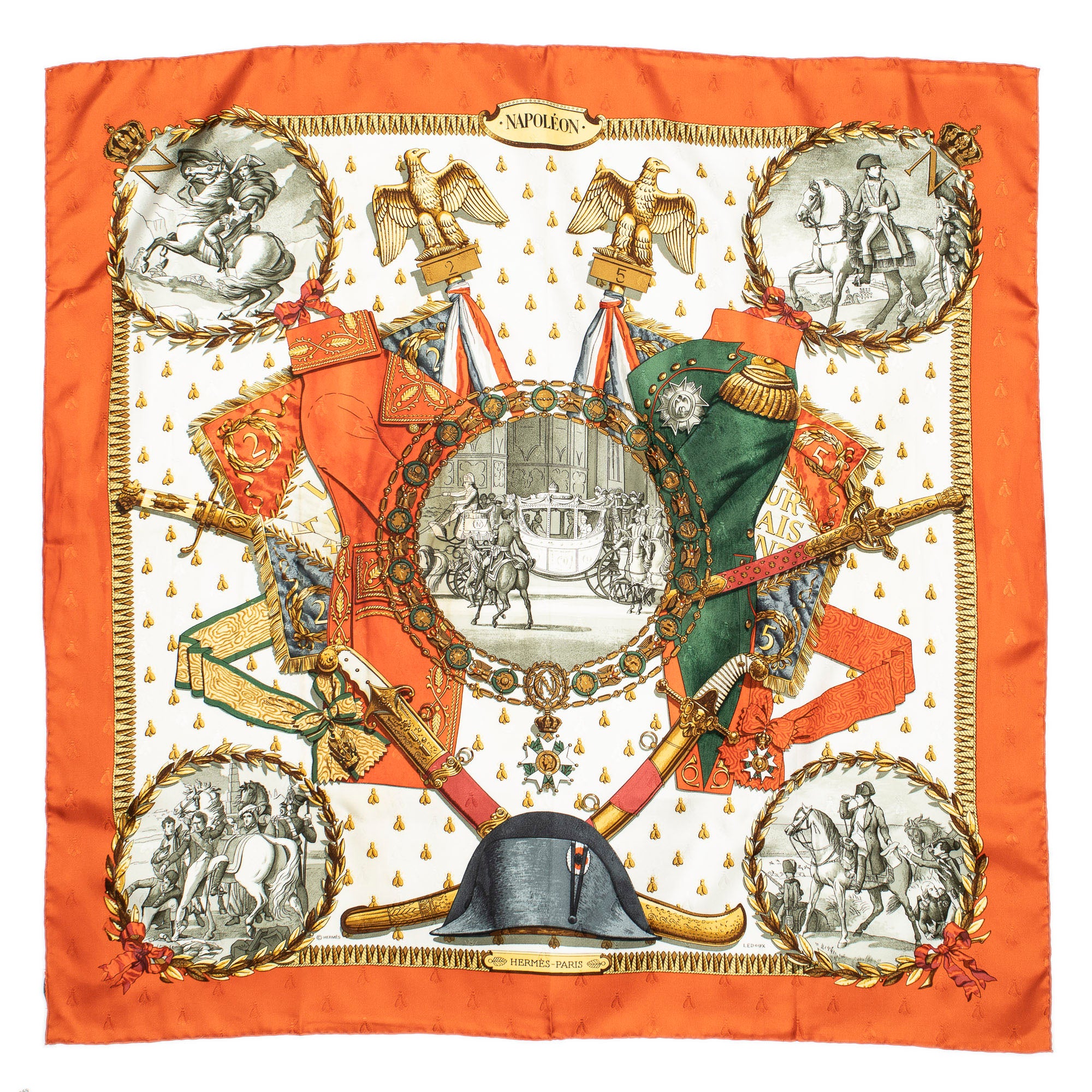 Scarf Scarf Orange 100% Jacquard Silk