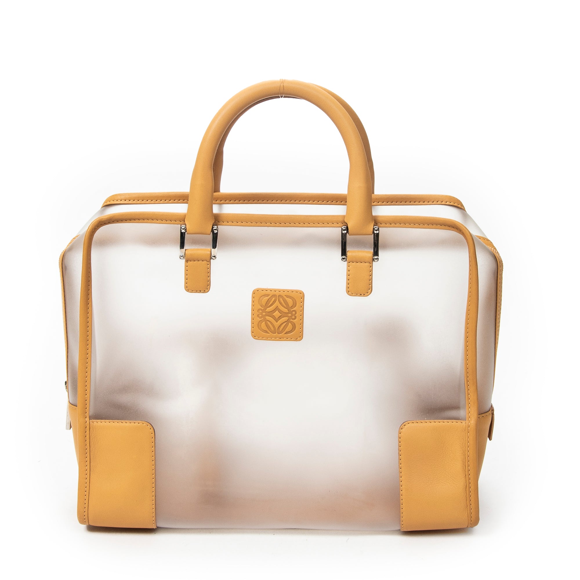 Handbag Vintage Transparent Amazona Tan Vinyl Canvas