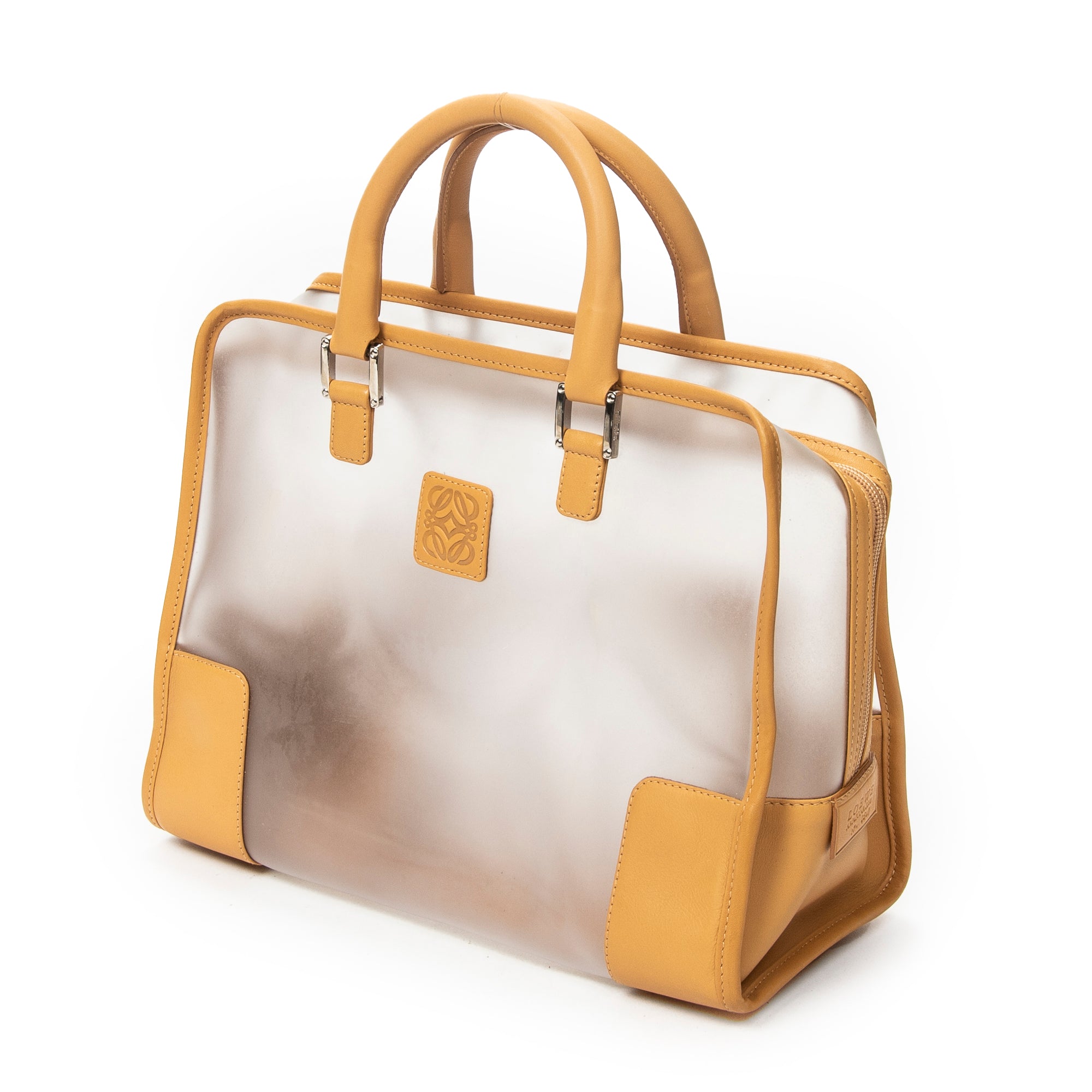 Handbag Vintage Transparent Amazona Tan Vinyl Canvas