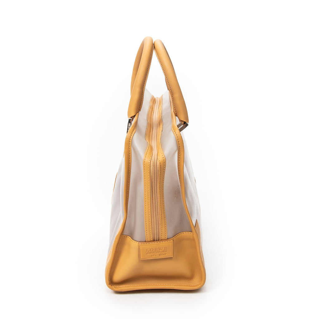 Handbag Vintage Transparent Amazona Tan Vinyl Canvas