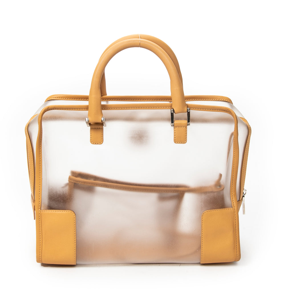 Handbag Vintage Transparent Amazona Tan Vinyl Canvas