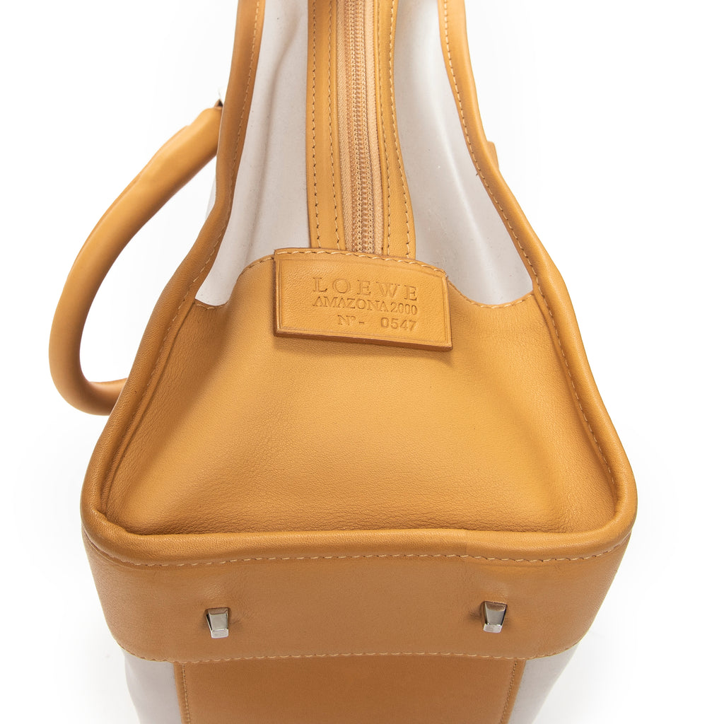 Handbag Vintage Transparent Amazona Tan Vinyl Canvas