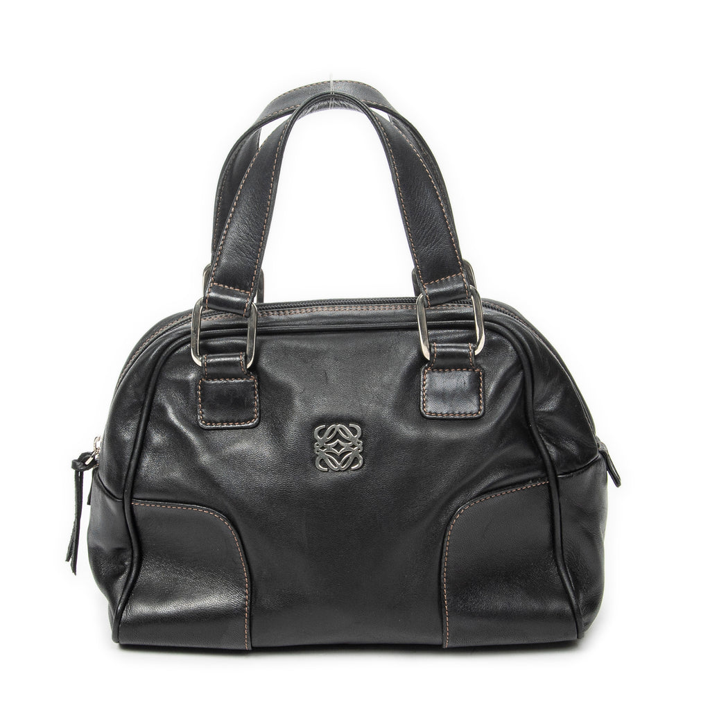Handbag Vintage Anagram Dome Tote Black Calfskin Leather