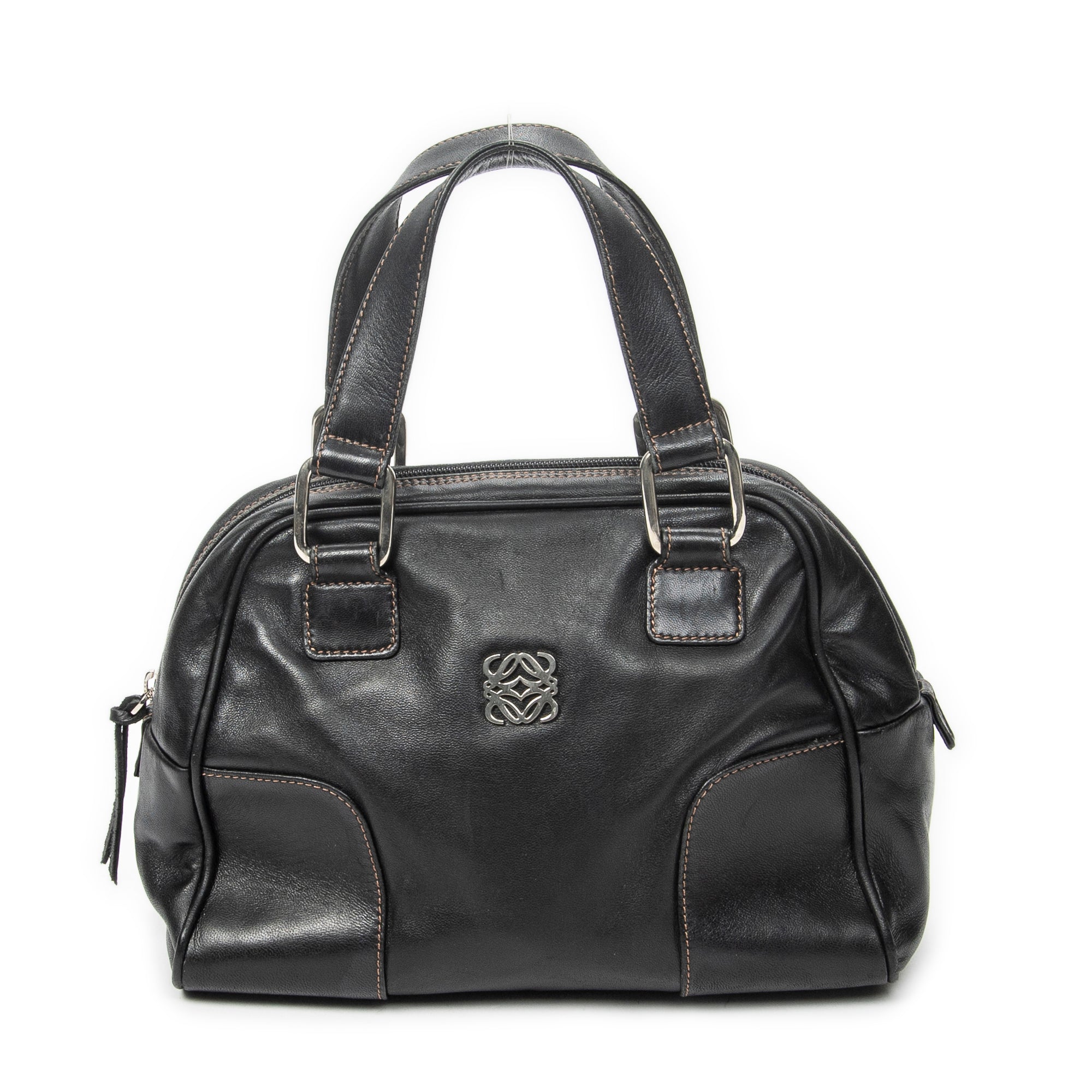 Handbag Vintage Anagram Dome Tote Black Calfskin Leather