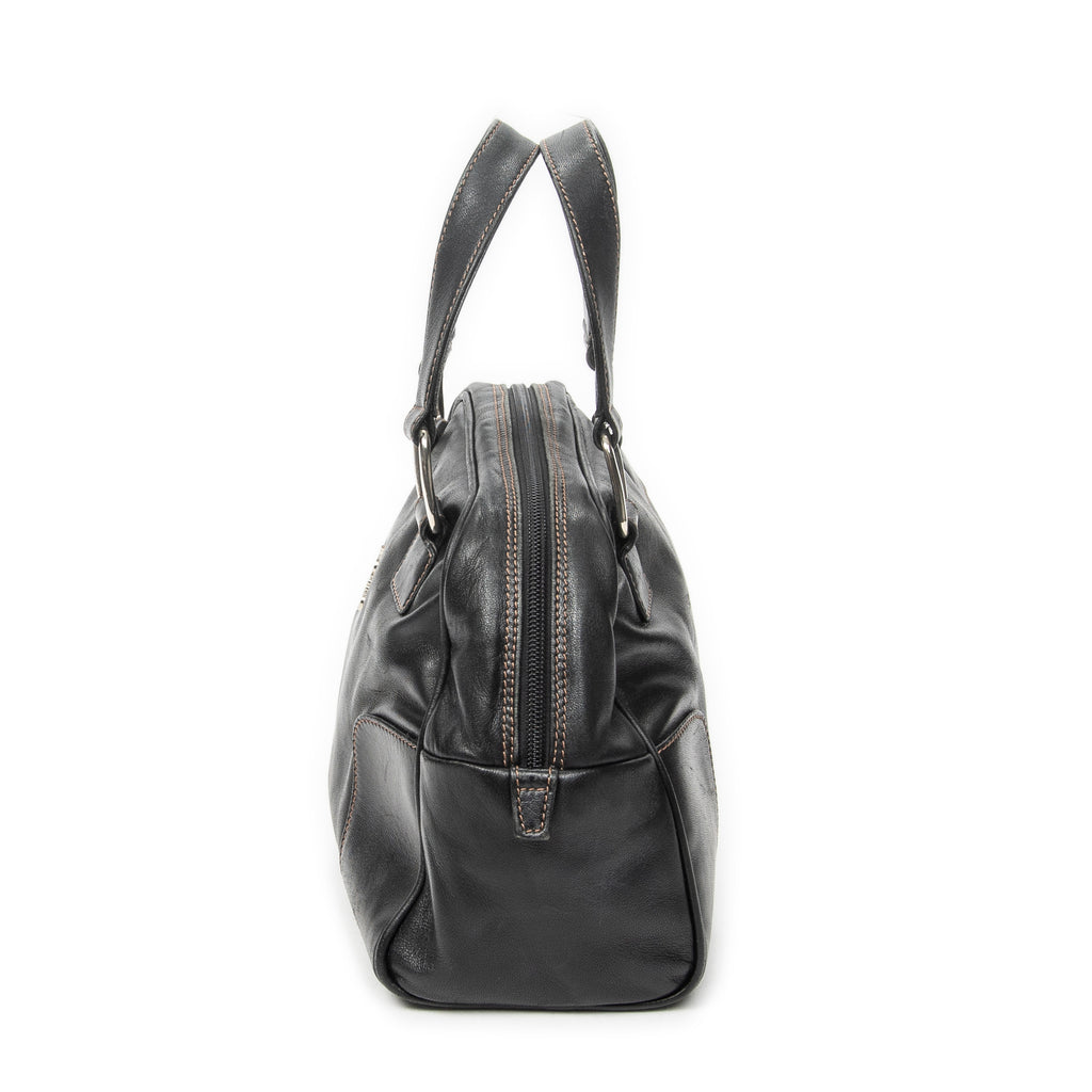 Handbag Vintage Anagram Dome Tote Black Calfskin Leather
