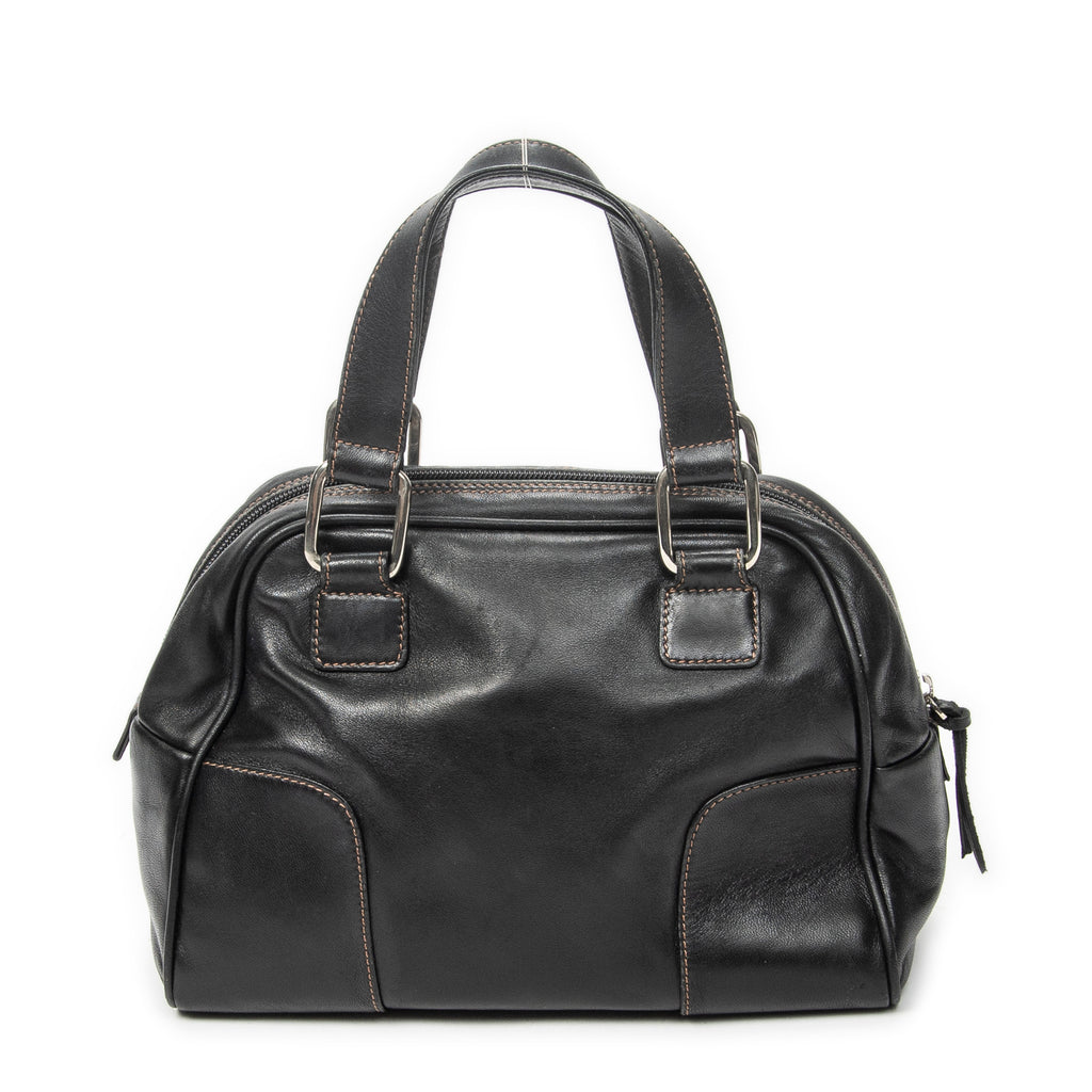 Handbag Vintage Anagram Dome Tote Black Calfskin Leather