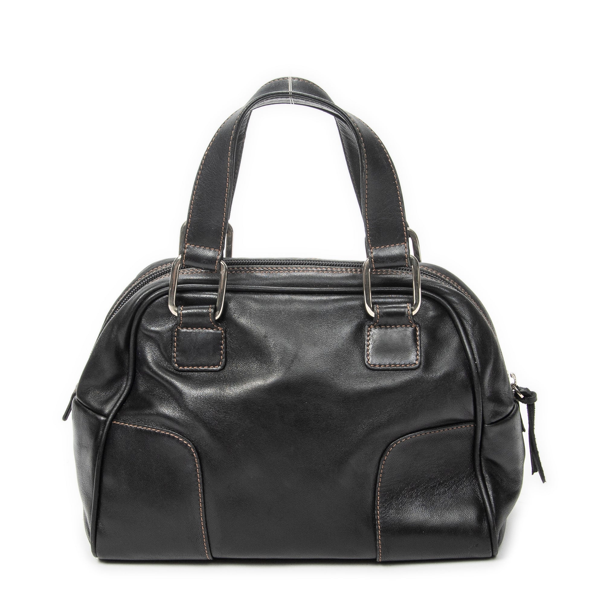 Handbag Vintage Anagram Dome Tote Black Calfskin Leather