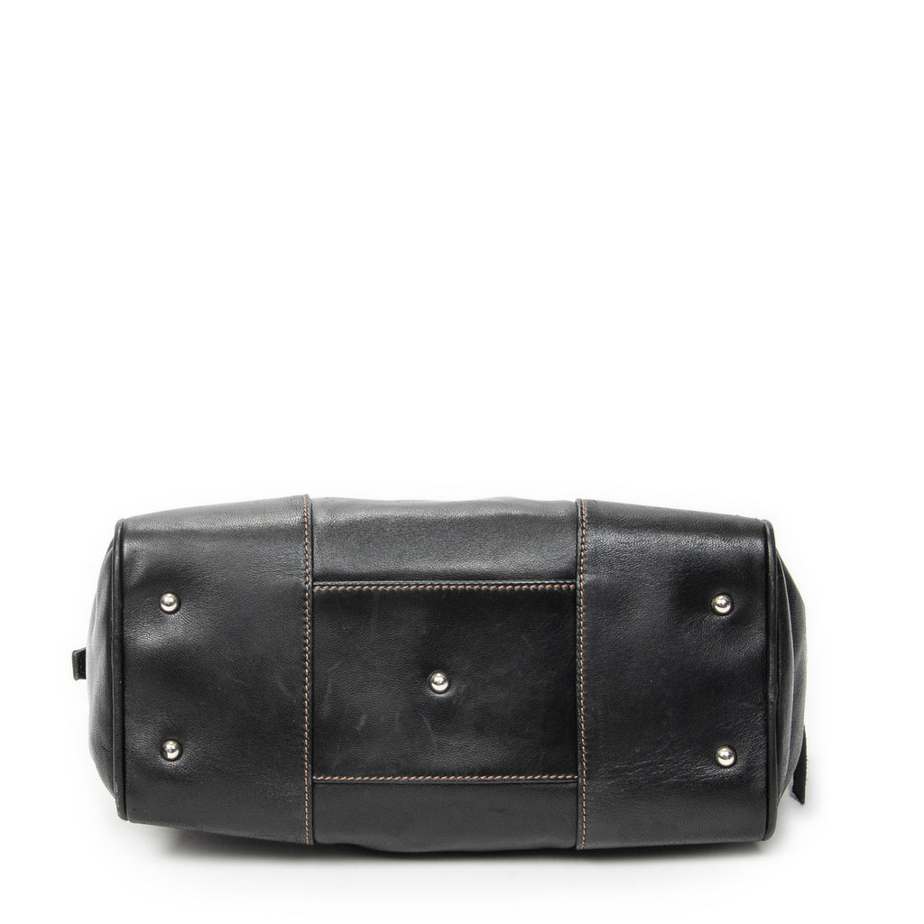 Handbag Vintage Anagram Dome Tote Black Calfskin Leather