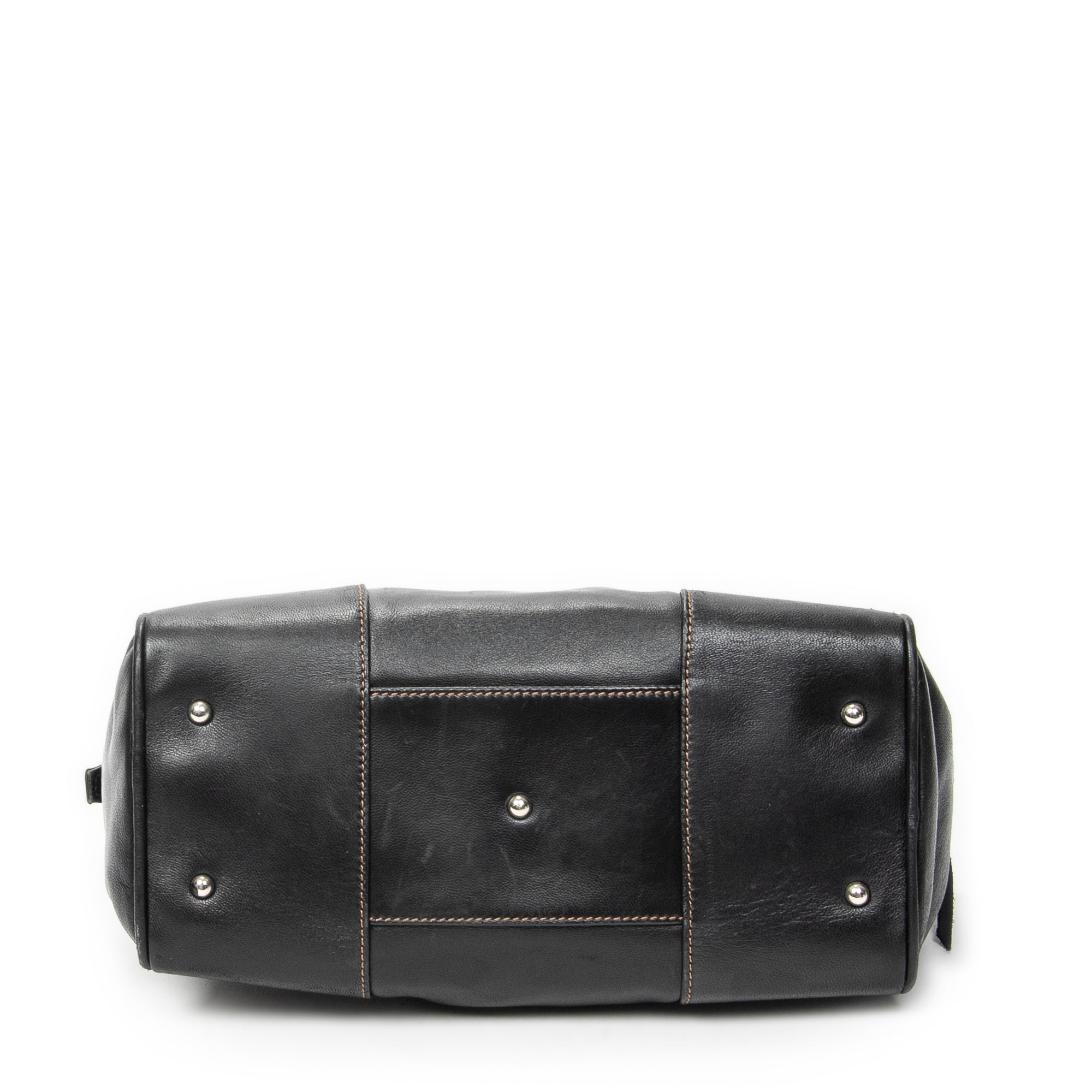 Handbag Vintage Anagram Dome Tote Black Calfskin Leather