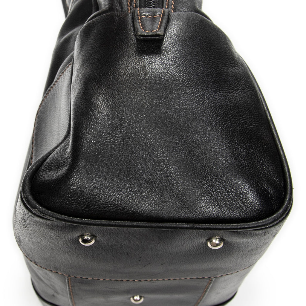 Handbag Vintage Anagram Dome Tote Black Calfskin Leather