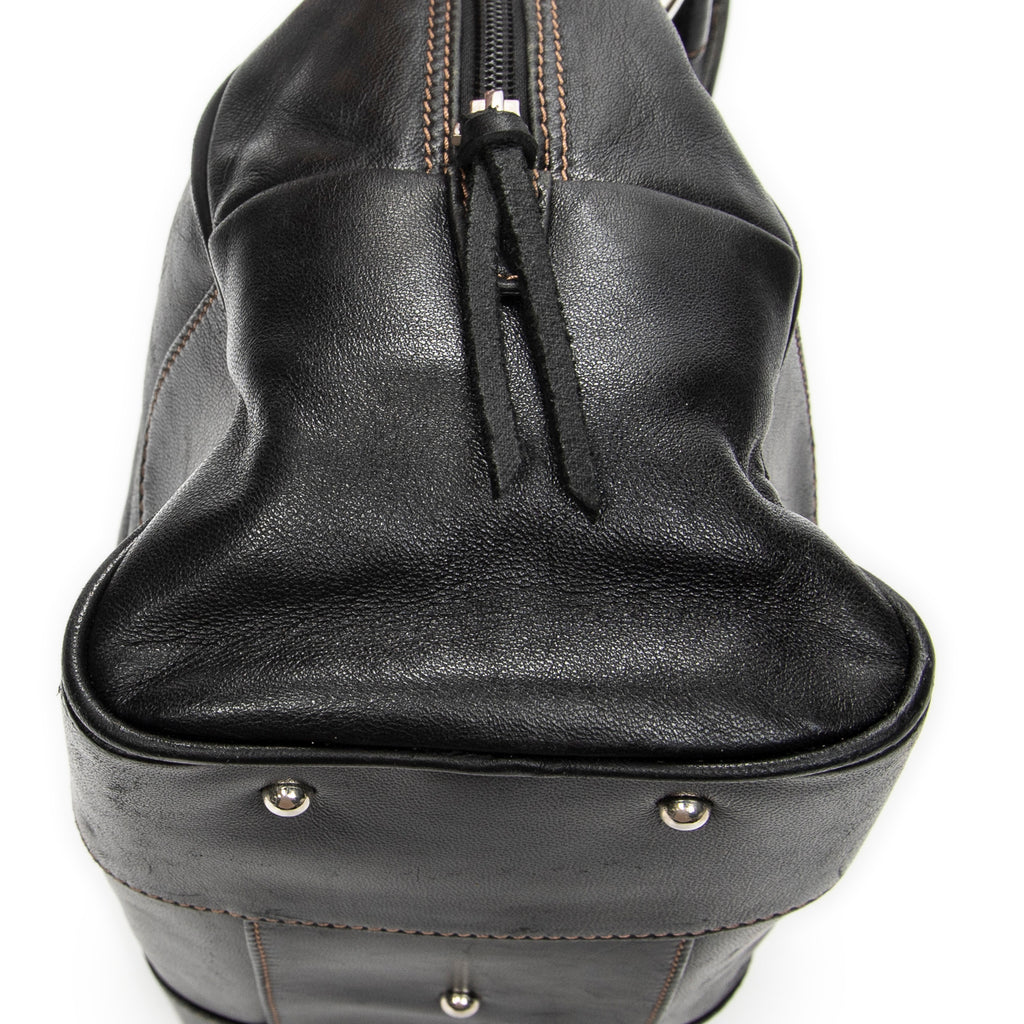 Handbag Vintage Anagram Dome Tote Black Calfskin Leather