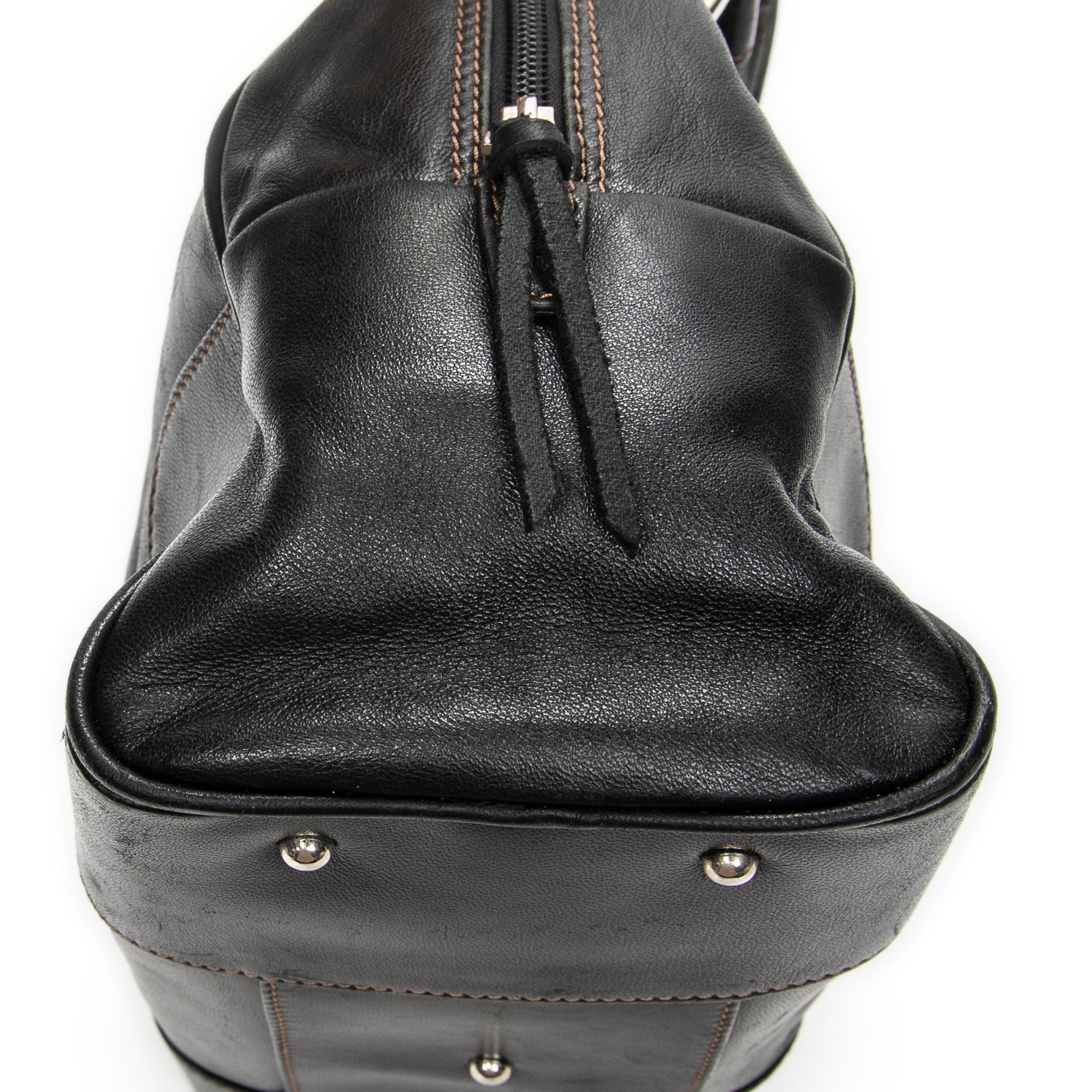 Handbag Vintage Anagram Dome Tote Black Calfskin Leather