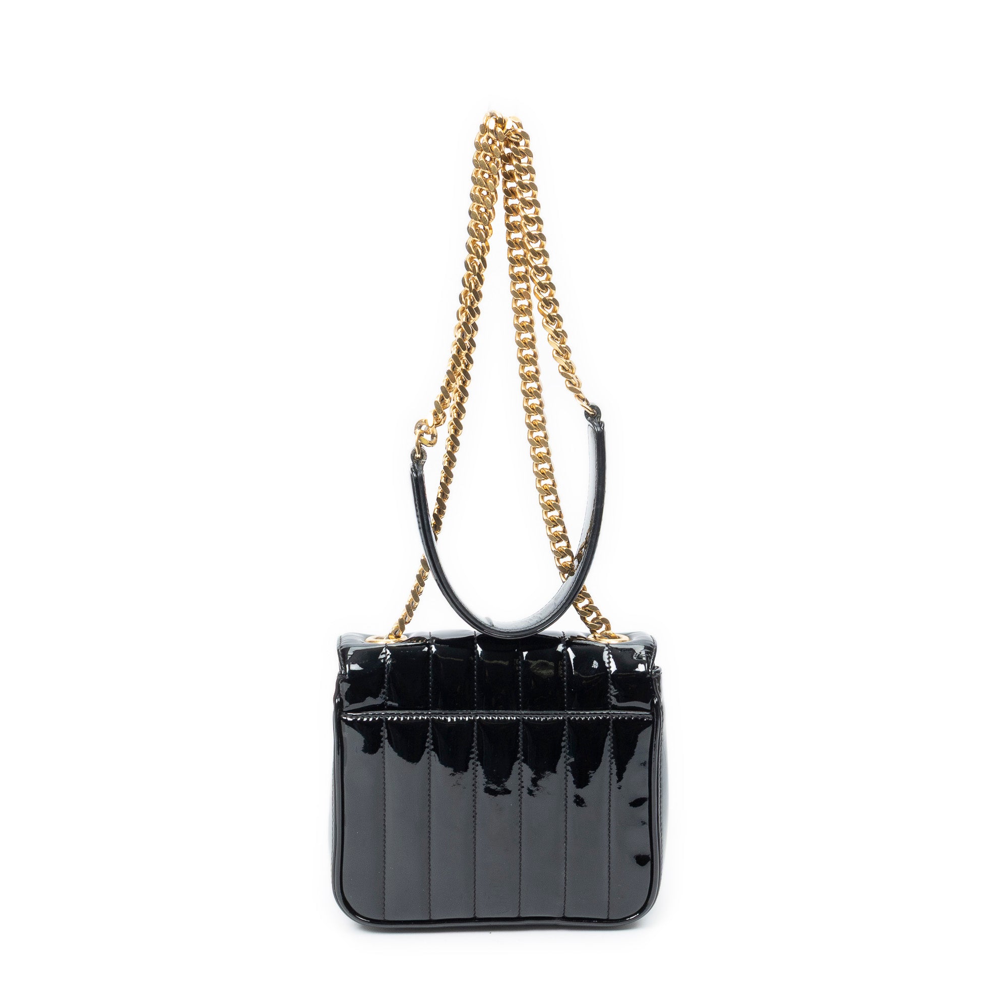 Shoulder Bag Small Vicky Chain Crossbody Black Vertical Quilted Patent Leather