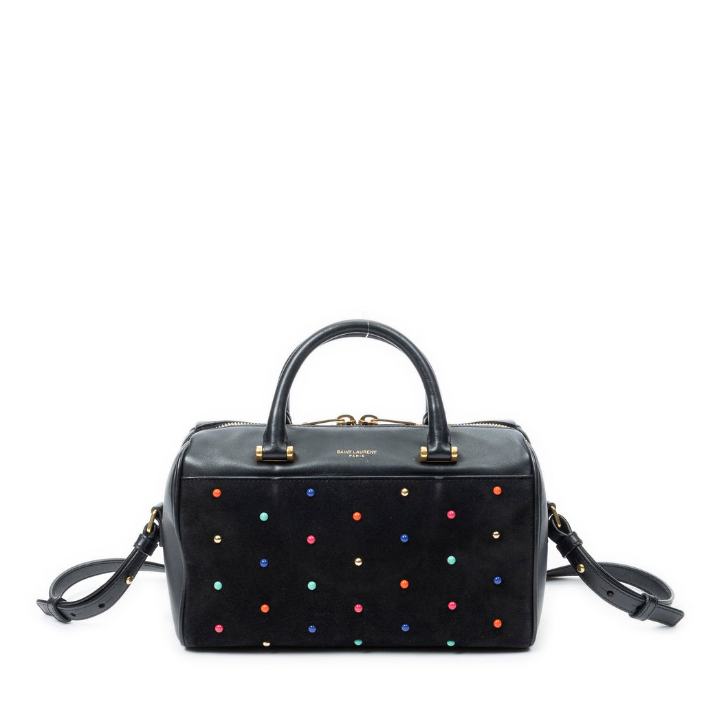 Shoulder Bag Baby Duffle Black Studded Calfskin Leather